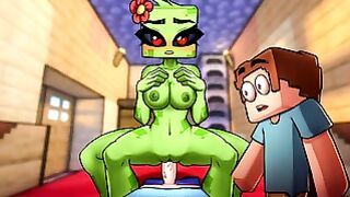 Minecraft Porn Hornycraft Creeper Girl Riding Steve Fat Cock Game Galley