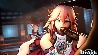 Yae Miko Worship S A Big Hilichurl Cock and Kissed It Passionately Genshin Impact 60 Fps Hd