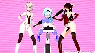 Genshin Impact – Slave Eula Lesdommed By Ningguang and Beidou Fucking Machine Bdsm Hmv