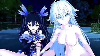Neptunia Futa Uni and Black Heart X Noire 3d Hentai