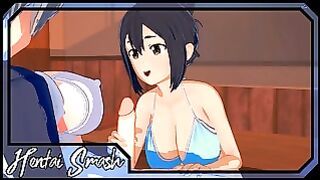 Ami Asai Titty Fucks Futa Uzaki Before Getting Throat Fucked – Uzaki-chan Hentai