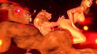 Demon Pig Beast Big Minotaur Play Hard With Alissa (some Peeing Piss) tough Life Furries