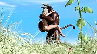 Transgender Charming School Girl Fucked tough By Minotaur Outdoor