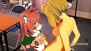 Furry Futanari Hentai 3d – Hound Futanari and Tiger Girl Harsh Sex