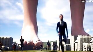 Giantess Walking On A Town ! Animation