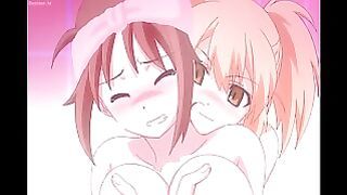 Issho Ni Training Ofuro: Bathtime With Hinako & Hiyoko – Yuri Scenes