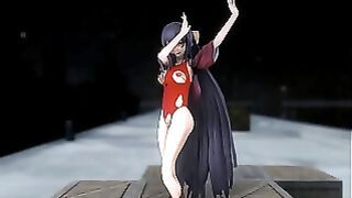 Kantai Collection Kamikaze Hentai MMD 3D Torn Cothes Dance Kancolle Blue Hair Color Edit Smixix