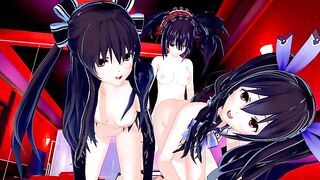 Futa Date a Live Kurumi X Neptunia Noire and UNI (3D HENTAI)