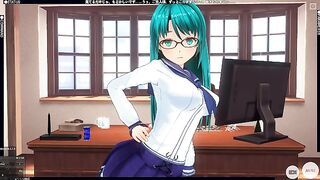 3D HENTAI schoolgirl with glasses fucked the director and got a high score