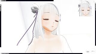 3D HENTAI POV Emilia from RE ZERO rides your dick