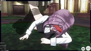 3D HENTAI Konno Yuuki gets fucked in the yard and takes a creampie