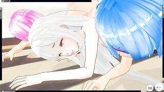 3D HETNAI trailer (Group sex with Ram, Ram and Emilia from anime RE ZERO)