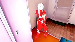 Zero Two In Exoskeleton Caresses Her Pussy Shakes And Cums Female Locker Room 3D Hentai
