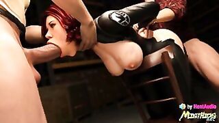 Black Widow ReCEIves Spit Roast Blowjob And Vaginal Pussy Sex Avengers 3D Animation With Sound