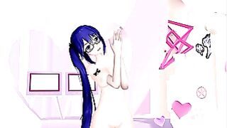 Hentai Undress Nude Glasses Girl Virtual Youtuber Kagura Suzu Blue Hair Color Edit Smixix