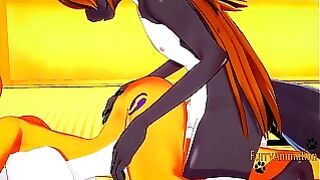 Digimon Hentai – Taomon & Grey Fox Tough Sex Boobjob, Handjob, Fellatio And Fucked – Thai Asian Manga Anime Game Porn
