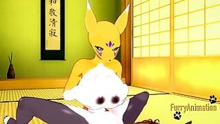 Digimon Hentai – Taomon & Grey Fox Rough Fuck