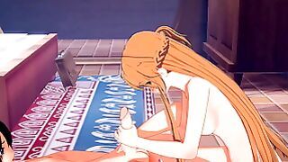 Sword Art On-Line Hentai – Asuna Handjob And Footjob To Kirito – Korean Japanese Manga Cartoon Film Game Porn