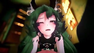 Granblue Ferry Harsh Cowgirl Anime Creampie 3D MMD Half Furry Dark Green Hair Color Edit Smixix