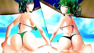 One Punch Boy Tatsumaki And Fubuki Both Riding Your Cock With Their Big Ass Until Creampie – Animation