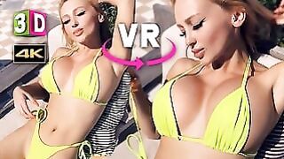 Big Fake Tits In Virtual Reality 3D 4K At The Swimming Pool – Virtual Reality Bimbo Micro Bikini Sex 360/180
