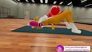 VR Pornstar Sneezing Pixels Lifting Massive Cock At The Gym