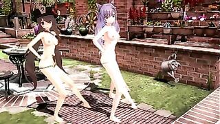 MMD R18 Genshin Impact Keqing Hutao Ganyu Sexy Dance Heart