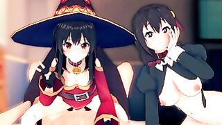 Threesome With Megumin And Yunyun Konosuba Hentai