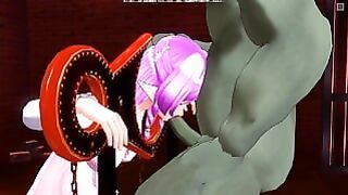 3D Hentai BDSM Bound Elf Sucks Big Orc Cock