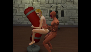 Sims 3D Porn - Teenage blonde virgin gets fucked by black guy at the gym