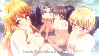 Harem Camp! 2 - Busty hentai redhead has hot sex at public hot springs with teacher