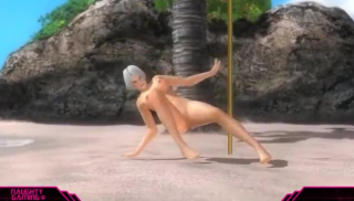 Sexy 3d strippers ride the pole at the beach