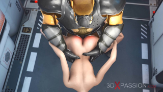 Space marine gives 3d bald girl a rough fucking in her asshole