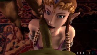 3D animated Princess Zelda gives a guy a blowjob