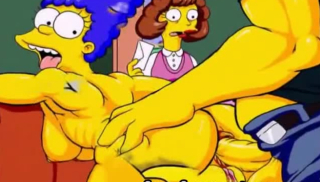 Marge rides on Homers dick with her yellow asshole