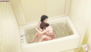 Couple have sex in the bathtub and both cum hard
