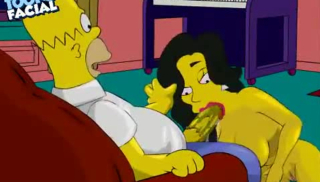 Homer Simpson gives a blowjob and gives a hot facial on a toon slut