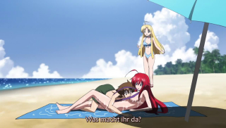 Sexy anime babes from high school dxd get suntan lotion on their glistening bodies