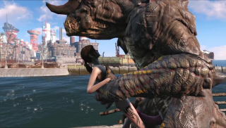 The Deathclaw impales Ellie on his huge monster cock