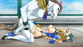 Horse alien fucks a busty blonde princess with his huge horse cock