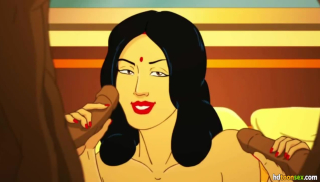 Busty mature cartoon indian woman sucks the dick of two young guys